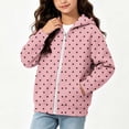 thumbnail image 5 of Maqroz Girls Polka Dots Jackets Cute Print Hoodie Jacket Long Sleeve Zip Up Casual Fall Winter Trendy Outerwear with Pockets Pink,10-11 Years, 5 of 7