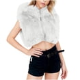 thumbnail image 3 of Uootdi Womens Cropped Y2k Vest Fuzzy Fleece Turn Down Collar Zipper Vest Warm Winter Sleeveless Jacket, 3 of 5