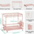 thumbnail image 6 of Multifunctional Dish Drying Rack - Rustproof, 2-Tier Dish Racks with Drainboard, Space-Saving Design, Utensil & Cup Holder for Kitchen Counter, Pink, 6 of 6