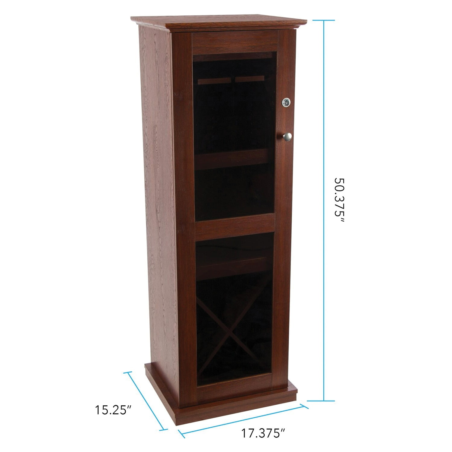 Atlantic Herrin Locking Bar Cabinet with Smoked Frosted Glass