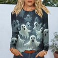 thumbnail image 5 of thefmos Women's Round Neck Halloween Print Top Long Sleeve Solid Color Casual Pullover Fashion Fall Winter Outfit, Multicolor 4XL, 5 of 6