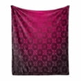 thumbnail image 1 of Magenta Soft Flannel Fleece Throw Blanket, Medieval Style Endless Bound Square Shaped Striped Middle Age Damask Motifs Print, Cozy Plush for Indoor and Outdoor Use, 60" x 80", Magenta, by Ambesonne, 1 of 6