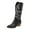 Black, variant on Knee High Cowboy Boots Women Wide Mid Calf Leather Pointed Toe Western Cowgirl Slip on Knight Riding Boots