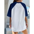 thumbnail image 3 of ALLTB Women Baseball Graphic Shirts Baseball Fan T-Shirts Baseballs Team Tee Game Day Outfits Casual Tops, Blue-White, 3 of 7