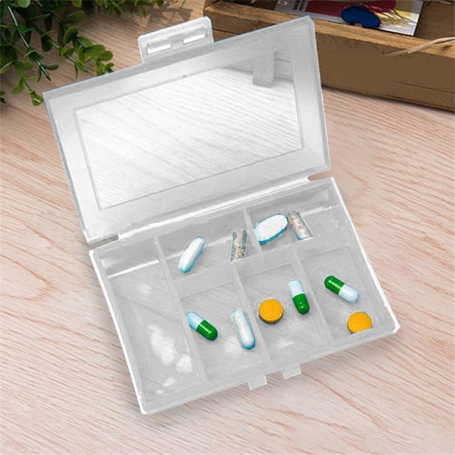 Feltree Portable Storage Mini Travel Vc Box with Six Compartments Large Capacity Packaging Vc Box Vc Organizer Vc Classifier Sports Supplement Storage Transparent Visua