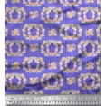 thumbnail image 1 of Soimoi Purple Cotton Voile Fabric Wreath & Stripe Print Fabric by Yard 42 Inch Wide, 1 of 3