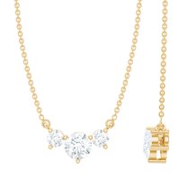 Rosec Jewels 0.50 CT Certified Moissanite Three Stone Necklace for Women (D-VS1 Quality), 14K Yellow Gold