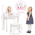 thumbnail image 3 of Garvee Princess Vanity Set with Mirror & Drawers, Wooden Makeup Dressing Table and Stool for Girls Ages 4-9, White, 3 of 8