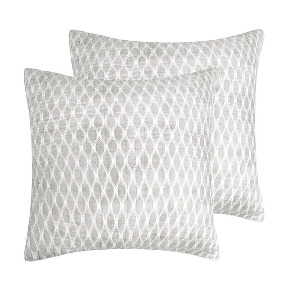 Levtex Home - Monami - Euro Sham Set of 2 - Oblong Design - Grey and White - (26x26in.) - Reversible - Cotton