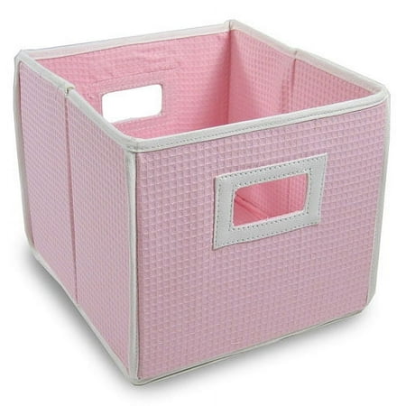 Badger Basket - Waffle Fabric Folding Bin, Pink