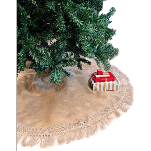 Christmas Tree Skirt Christmas Decor Tree Skirt Holiday Decor Burlap Tree Skirt Xmas Decorations Christmas Decorations Christmas Tree Decorations 60 Round Walmart Com Walmart Com
