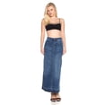thumbnail image 4 of Fashion2Love Women's Juniors Long A-Line Stretch Denim Maxi Skirt, 4 of 7