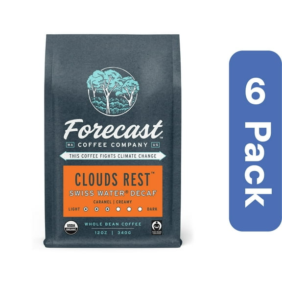 Forecast Coffee Whole Bean Clouds Roast Decaf 12 oz (Pack Of 6)