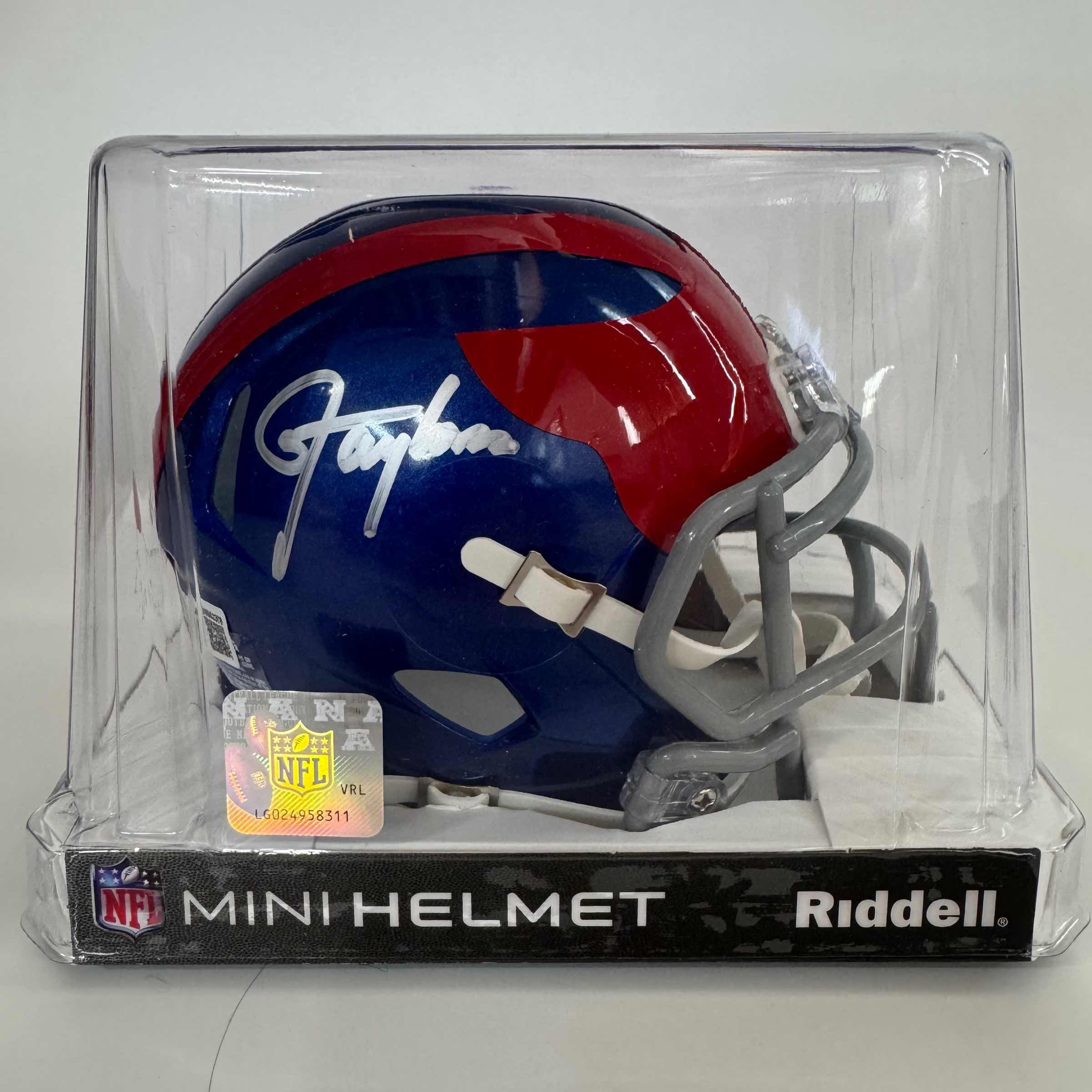 Autographed/Signed Lawrence Taylor New York Giants Alternate Mini Football Helmet Beckett BAS COA