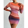 thumbnail image 4 of PRETTYGARDEN Women's Bodycon Mini Dress Tie Dye Print Ruched Mesh Long Sleeve Club Party Short Casual Dresses, 4 of 7