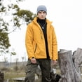thumbnail image 2 of Mens Winter Coat Mens Hooded Outdoor Jacket Long Sleeve Detachable Hat Pocket Solid Color Thick Coat Autumn And Winter Climbing Clothes Unisex Jacket, 2 of 5