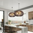 thumbnail image 2 of Arturesthome Rattan Pendant Lights Wicker Chandelier Boho Basket Lighting Fixture Large Natural Woven Hanging Light for Kitchen Island Sink Dining Room Entryway Black 3-Lights, 2 of 7