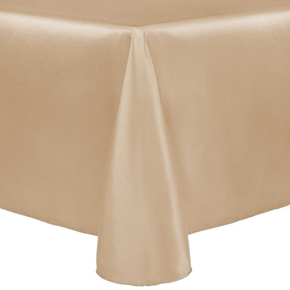 Ultimate Textile (10 Pack) Reversible Shantung Satin - Majestic 70 x 104-Inch Oval Tablecloth - for Home Dining Tables, Camel Light Brown