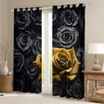 thumbnail image 2 of Black Gold Rose Curtains & Drapes Romantic Flowers Curtains 30%-50% Blackout,3D Roses Window Curtains for Women ,Couple Wedding Valentines Day Bedroom Decor Floral Curtains, 2 of 6