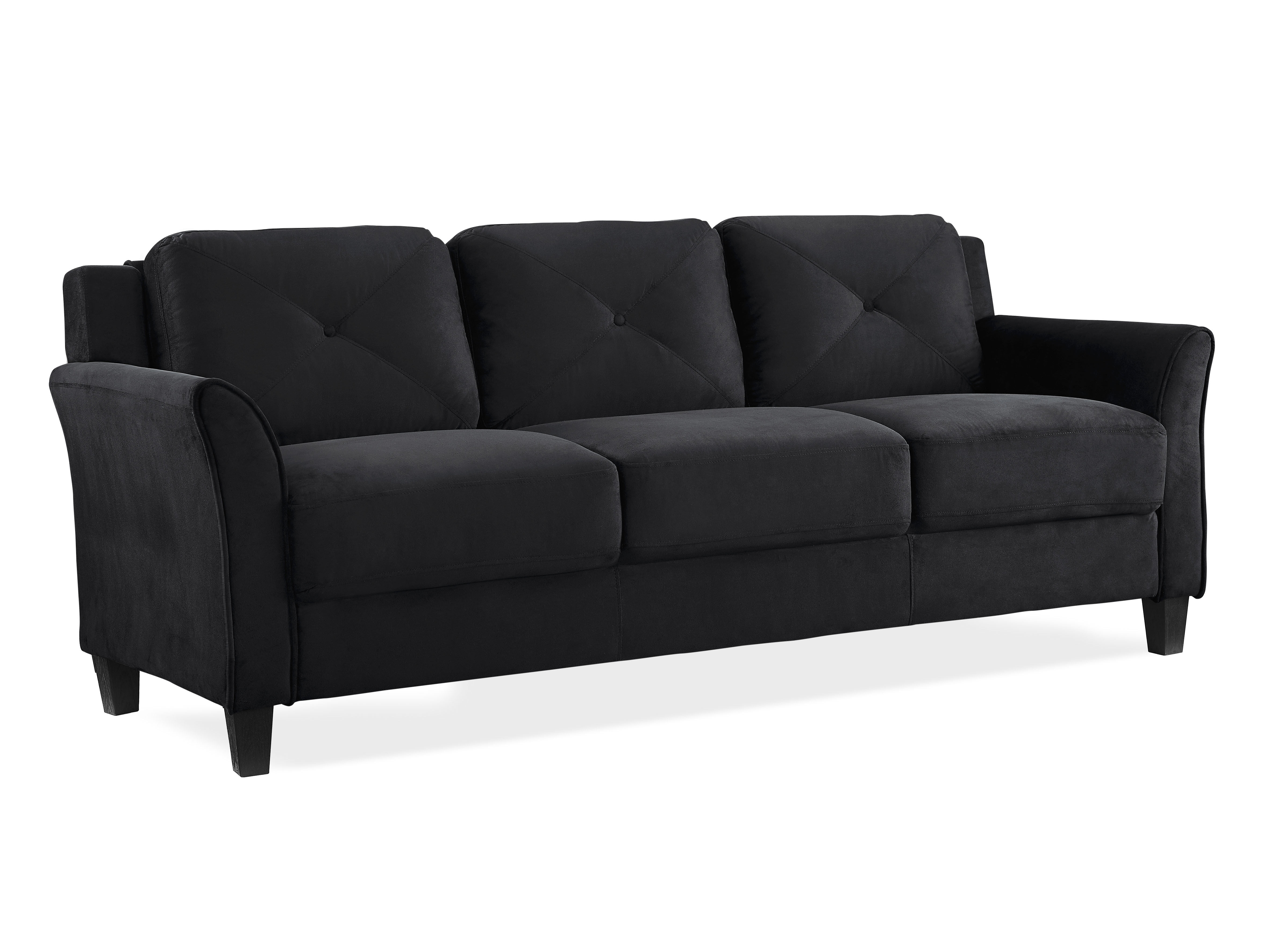 Lifestyle Solutions Hobart Sofa Upholstered Microfiber Curved Arms Black