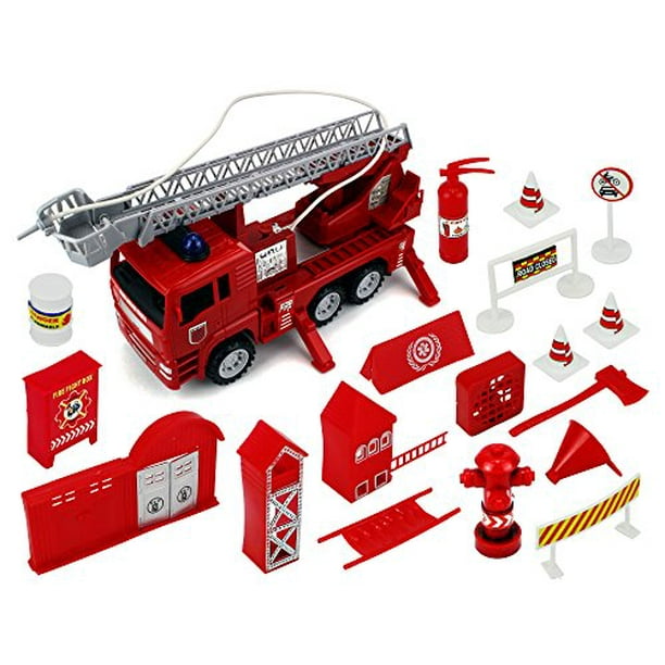City Fire Rescue Water Squirting Toy Friction Fire Truck Vehicle ...