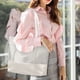 thumbnail image 5 of Bolso Tote de mujer de gran capacidad - Bolso de hombro de cuero PU con borla, 15,74x11,41x3,93 pulgadas, gris/blanco/negro/azul, 5 of 6