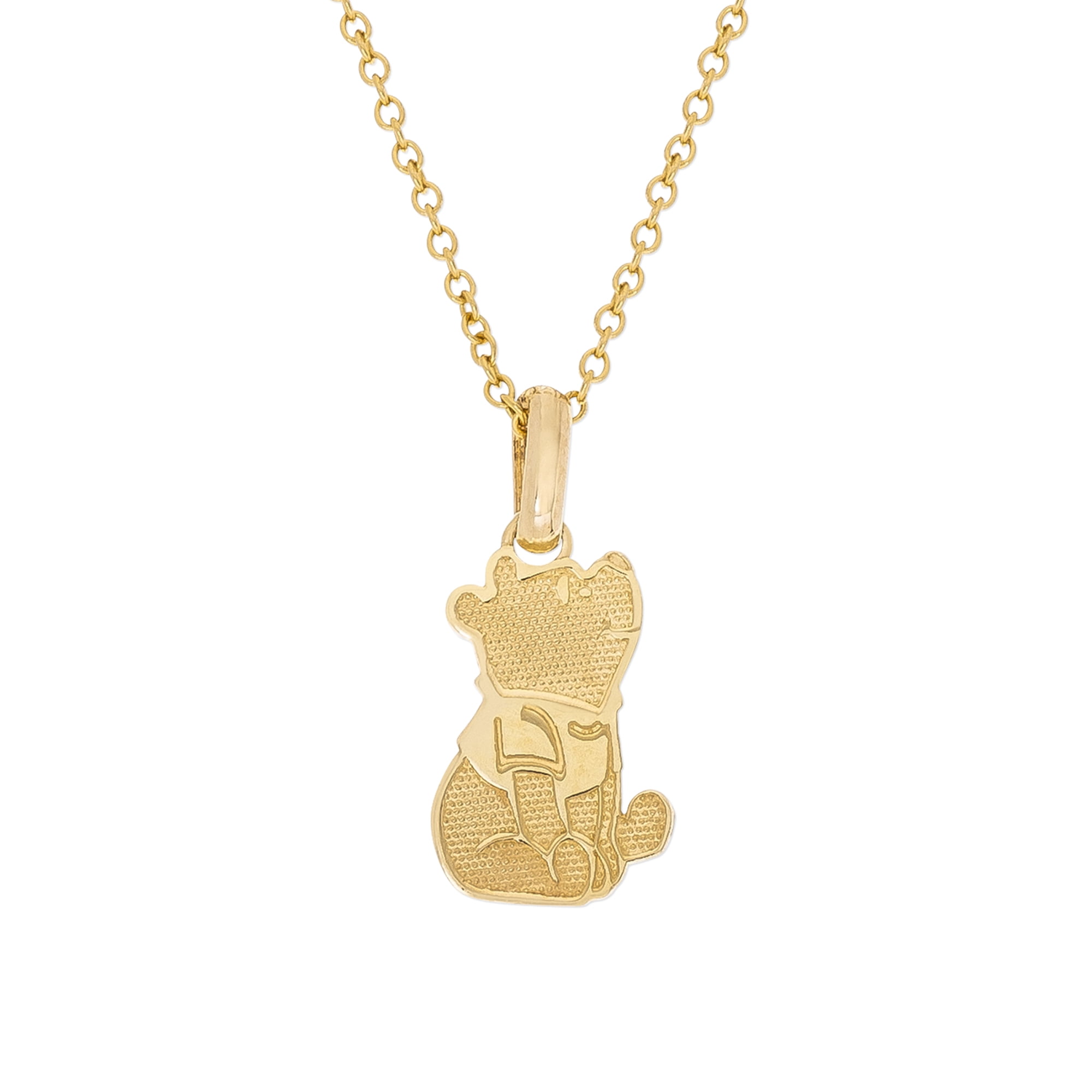 Disney Female Winnie The Pooh 14KT Yellow Gold Chain Pendant Necklace
