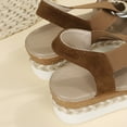 thumbnail image 6 of AXXD Brown Wedge Sandals for Women 6.5 Summer Heel Thick Bottom Fish Mouth Solid Color Roman Sandals, 6 of 9