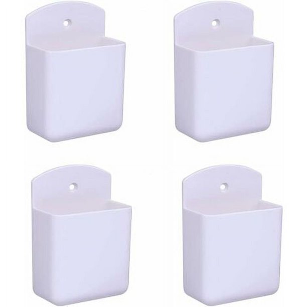 Paquete de 4 soportes para mando a distancia, color blanco, soporte para mando a distancia, caja de almacenamiento multimedia para montaje en pared, para el hogar, la Oficina y el dormitorio