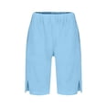 thumbnail image 3 of CAIVO Boys Linen Shorts Preppy Knee Length Casual Pants Teen Boy Loose Adjustable Beach Festive Casual Bottoms for Child Holiday Gatherings Wear, 3 of 3