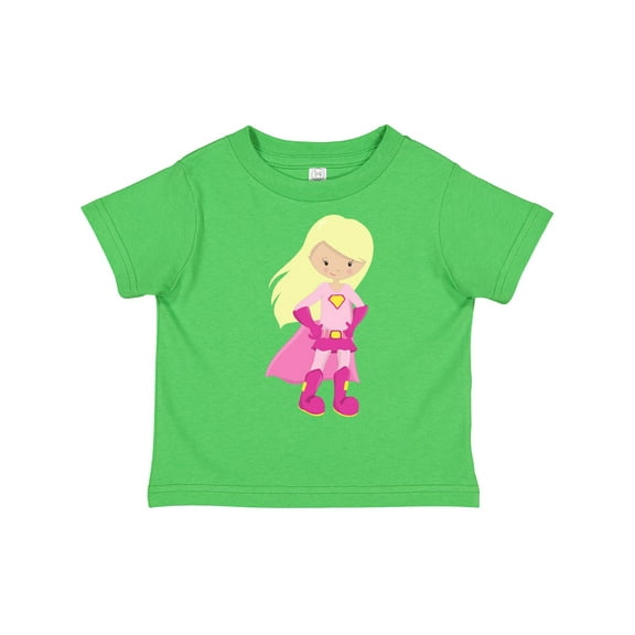 Inktastic Superhero Girl, Blonde Hair, Cute Girl, Pink Cape Girls Toddler T-Shirt
