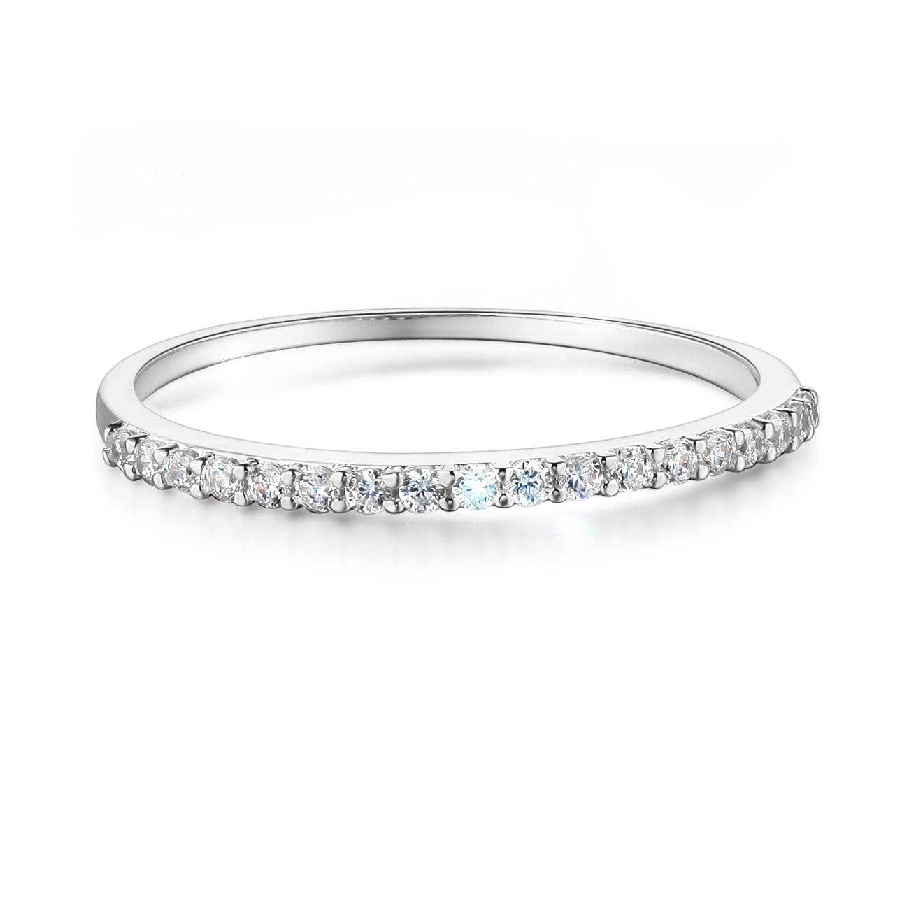 Silver Gems Factory 6MM 14K White Gold Plated 0.50CT Black Sapphire & White Cz Diamond Ring 3 Row Pave Half Eternity Mens Anniversary Wedding Band Ring Silver Gems Factory 6MM 14K White Gold Plated 0.50CT Black Sapphire & White Cz Diamond Ring 3 Row Pave Half Eternity Mens Anniversary Wedding Band Ring