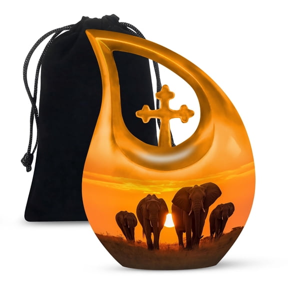 JAGSHASHI Elephant Cremation Urn For Human Ashes - Urn Adult Female Ashes - Burial Urns Ashes - Adult Funeral Urns - 10 Inch With Velvet Bag - Cremation Urn For Human - Decorative Urn