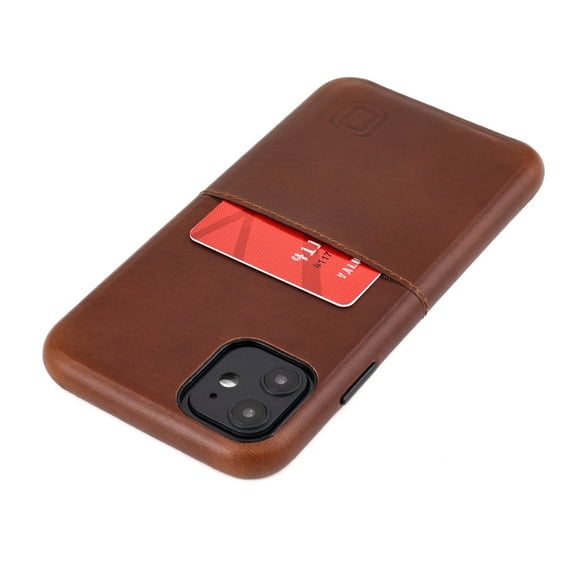 Dockem Virtuosa M1 Card Case for iPhone 11): Built-in Metal Plate, Designed for Magnetic Mounting: Ultra Slim Top Grain Genuine Leather Wallet Case: M-Series - Brown Virtuosa