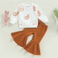 thumbnail image 1 of Lioraitiin-Conjunto de ropa de Pascua para niñas pequeñas, sudaderas de manga larga con cuello redondo, pantalones acampanados sólidos, 0-4 años, 2022-12-01, 1 of 3