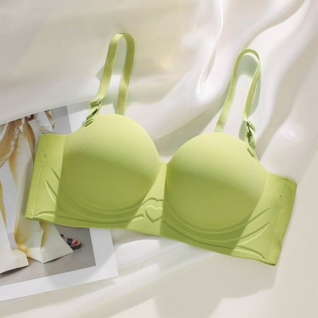 Wireless Bras for Women  Xunlbb Woman s Solid Color Thin Style Ventilate Back Buckle Bra Without Steel Rim(Green 32/70AB)