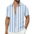thumbnail image 2 of Ynynloco Men's Short Sleeve Button Down Striped Print Shirts Cotton Beach Summer Hawaiian Top, 2 of 7