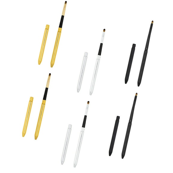 6 Pcs Retractable Lip Brushes Travel Kit for Women, Bulk Gloss and Eyeshadow Applicators, Unbranded