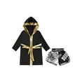 thumbnail image 3 of Fldy Tenues de Boxe pour Garçons, Ensemble Robe à Capuche en Satin Métallique et Shorts, Robe de Fête Déguisement A7 6, 3 of 5
