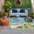 thumbnail image 2 of Pink Flamingos Outdoor Rug for Patio/Deck/Porch, Non-Slip Large Area Rug 6 x 9 Ft, Summer Beach Tropical Floral Cactus Indoor Outdoor Rugs Washable Area Rugs, Reversible Camping Rug Carpet Runner, 2 of 8