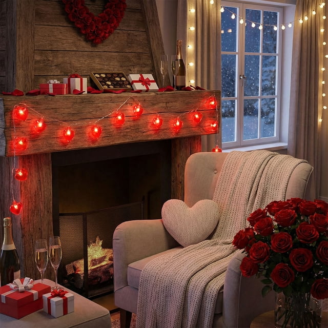 Heart-Shaped LED String Lights for Romantic Decor - Battery Operated Party, Wedding & Valentine's Day Atmosphere