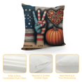thumbnail image 4 of Throw Pillow Cover Fall Pumpkin Sunflower Gnomes Farmhouse Buffalo Plaid Grid Cushion Cover Vintage Wood Background USA Quote Pillow Case Set of for Sofa Couch, 4 of 5