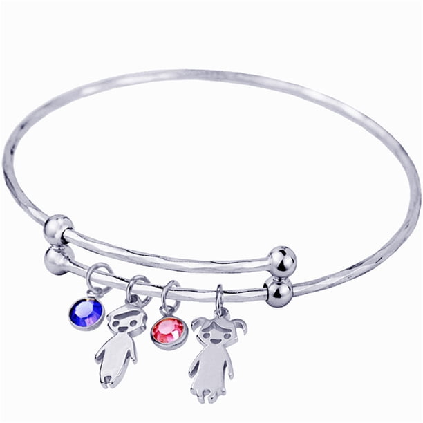 onlyliua para Interior/Exterior Pulsera Personalizada para Mujer, Pulsera con Piedra Natal Grabada para Niños, Regalo para Mamá