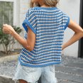 thumbnail image 4 of Stichou Womens Short Sleeve Sweater 2026 Spring Summer Round Neck Striped Pullover Cap Sleeve Knit Tank Tops Blue XL, 4 of 6