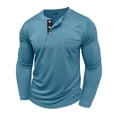 thumbnail image 4 of XUANTAOO T Shirts for Man Long Sleeve Button Down Crew Neck Henley Shirt Lightweight Light Blue Shirts with Button Mens Clothing, 4 of 6