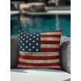 thumbnail image 4 of Outdoor Pillows Waterproof, Vintage Red American Flag Bedding Throw Pillows with Insert for Couch Sofa Bed, US Flag Stripe Retro Starts 18x18 Inch Pillowcases Decorative Patio Pillow Set of 1, 4 of 8