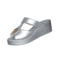 thumbnail image 2 of Xucatan Women's Rhinestone Wedge Sandals, Metallic Faux Leather Open Toe Mules, Glamorous Plus Size Slip On Shoes for Evening Events Gift, 2 of 8
