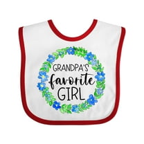 Inktastic Grandpa's Favorite Girl Blue Flower Wreath Girls Baby Bib