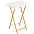 thumbnail image 1 of HOOBRO TV Tray, Folding TV Table, Stable Snack Table for Small Space, Portable Sofa Side Table, Easy Assembly and Storage, Ideal for Snacks and Meals in Living Room, Marble and Gold DM15BZ01, 1 of 9
