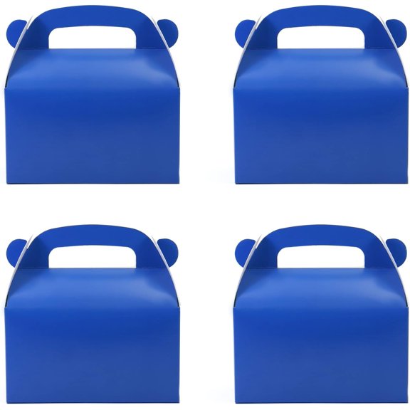 30-Pack Dark Blue Party Favor Treat Boxes Pack, Goodie Boxes, Paper Gable Gift Boxes with Handles. Perfect for Prince Party and Baby Shower Decoration Supplies